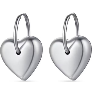 Γυναικεία σκουλαρίκια Κρίκοι με Καρδιά ατσάλι 316L ασημί bode 02696